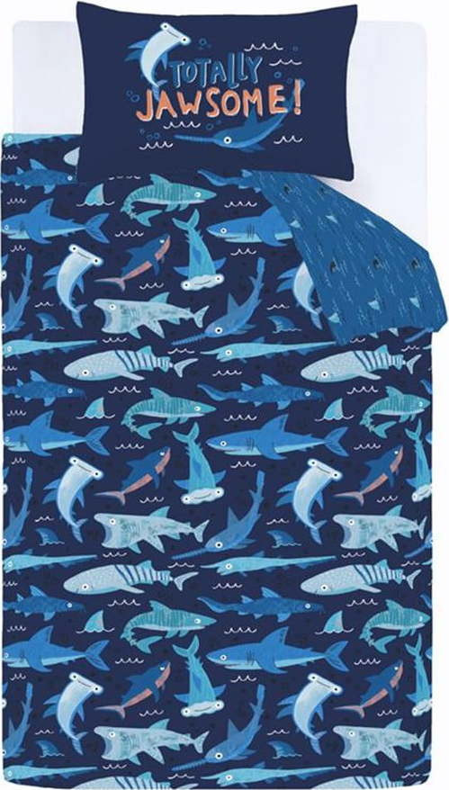 Modré dětské povlečení na jednolůžko 135x200 cm Jawsome Shark – Catherine Lansfield