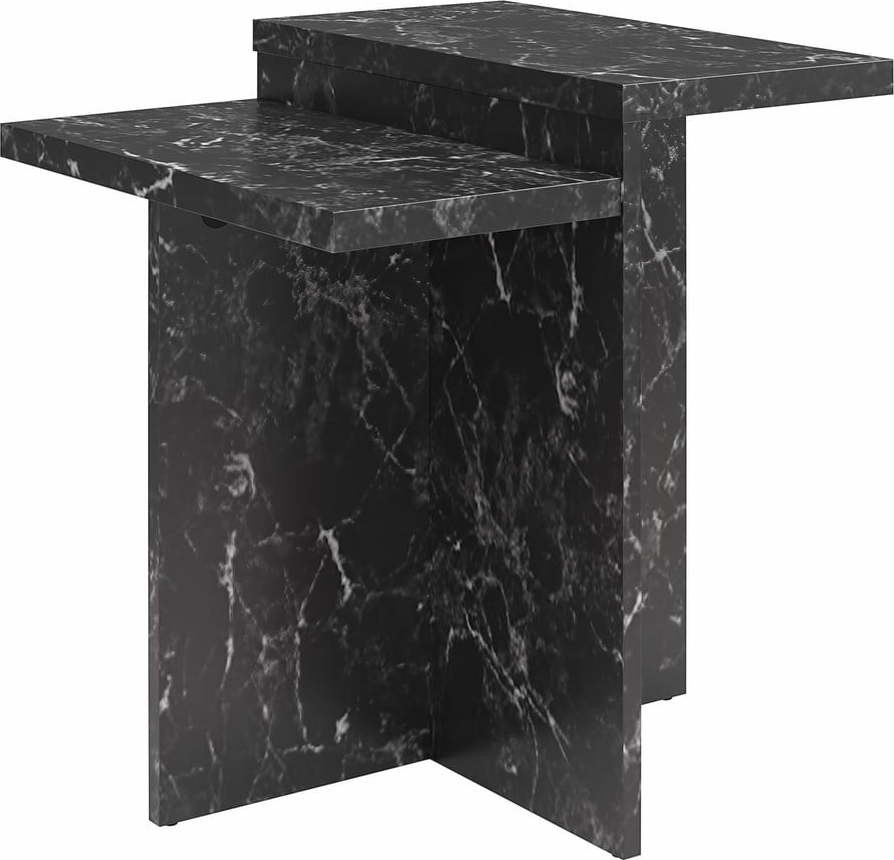 Černý konferenční stolek v dekoru mramoru 56x56 cm Brielle – CosmoLiving by Cosmopolitan