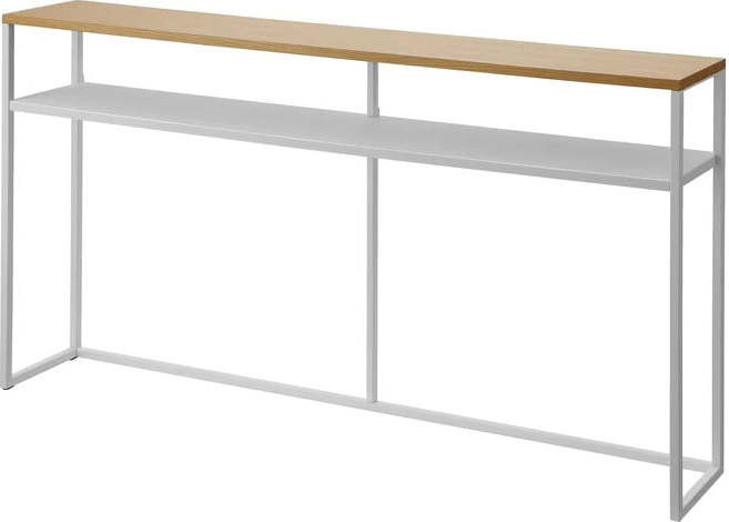 Konzolový stolek v bílé a světle hnědé barvě v dekoru jasanu 20,5x126 cm Tower – YAMAZAKI