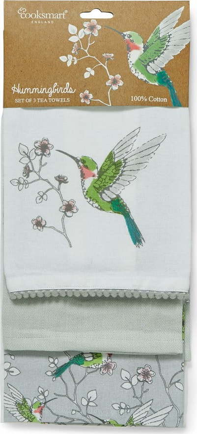 Bavlněné utěrky v sadě 3 ks 45x65 cm Hummingbirds – Cooksmart ®