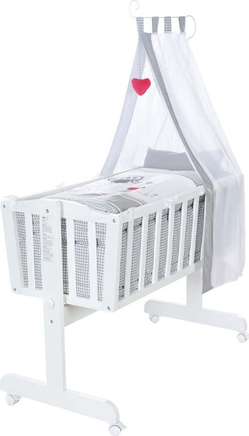 Bílá kolébka na kolečkách s nebesy 40x90 cm Adam & Eule – Roba