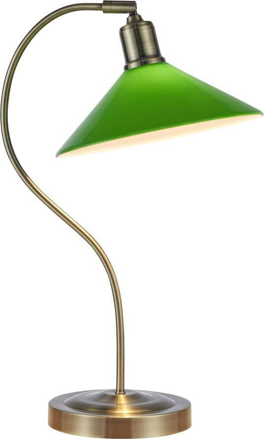 Stolní lampa se skleněným stínidlem v zeleno-mosazné barvě (výška 49 cm) Vela – Markslöjd