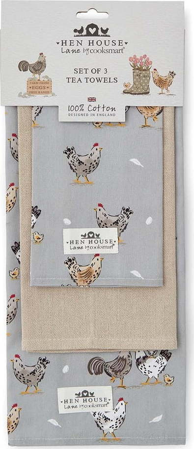 Bavlněné utěrky v sadě 3 ks 45x65 cm Hen House – Cooksmart ®