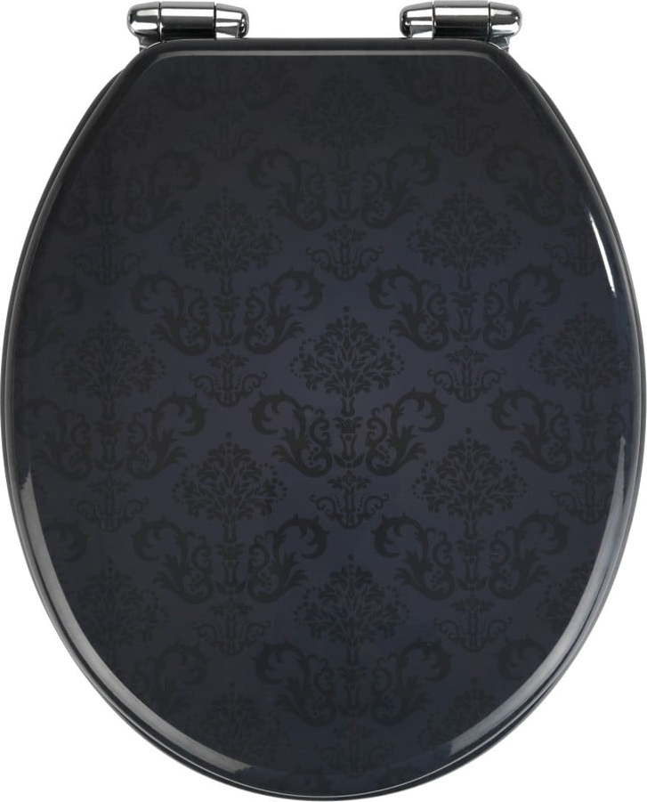 Tmavě šedé WC sedátko se snadným zavíráním Wenko Bellevue, 42,5 x 35,5 cm