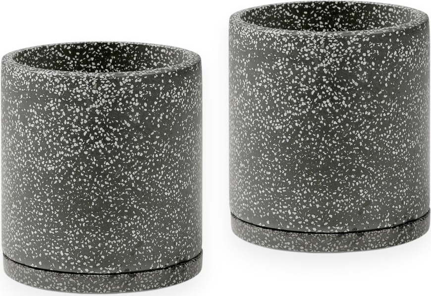 Sada 2 tmavě šedých květináčů Bonami Selection Terrazzo, ø 26 cm