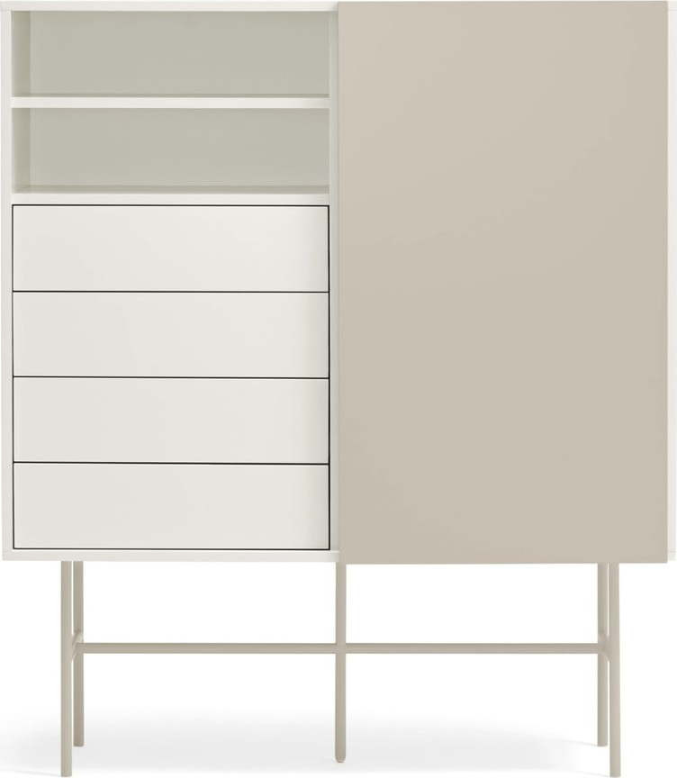 Béžovo-krémová vysoká komoda s posuvnými dveřmi 120x140 cm Nube – Teulat