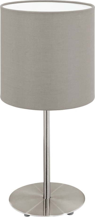 Stolní lampa v šedé a stříbrné barvě s textilním stínidlem (výška 40 cm) PASTERI – EGLO