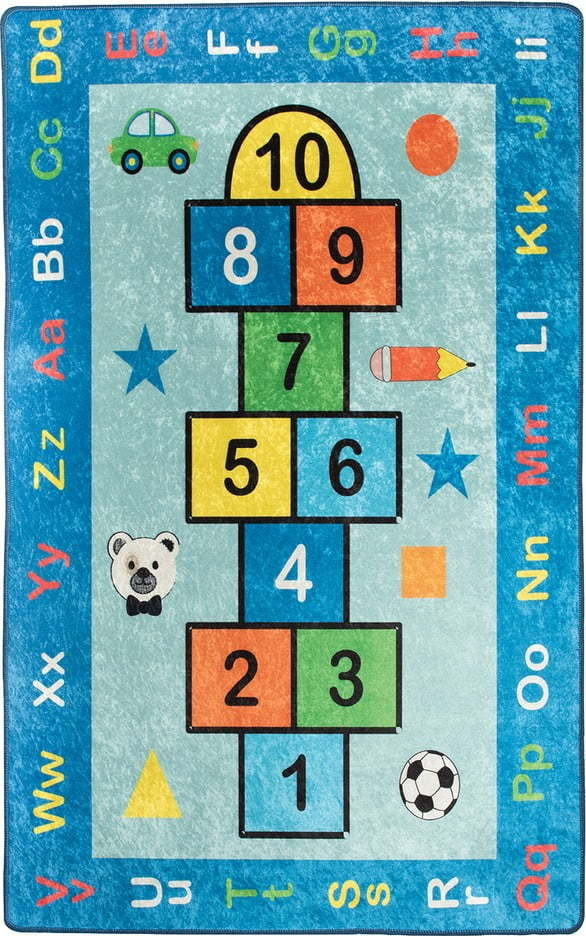 Modrý dětský protiskluzový koberec Conceptum Hypnose Seksek, 100 x 160 cm