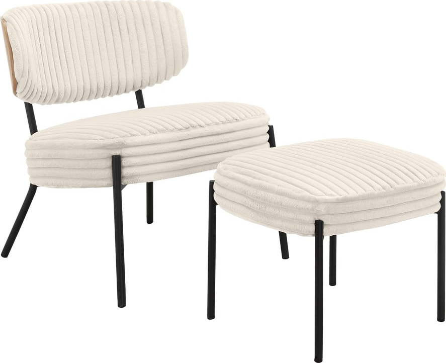 Krémové manšestrové křeslo s podnožkou Jerry – Støraa