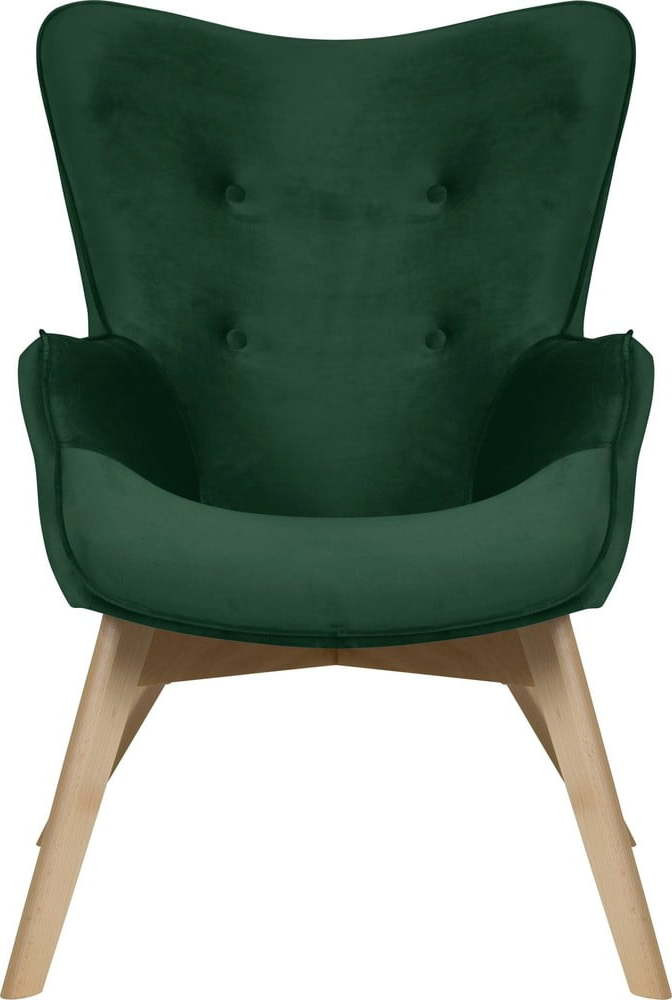 Tmavě zelené sametové křeslo Niko – Ropez