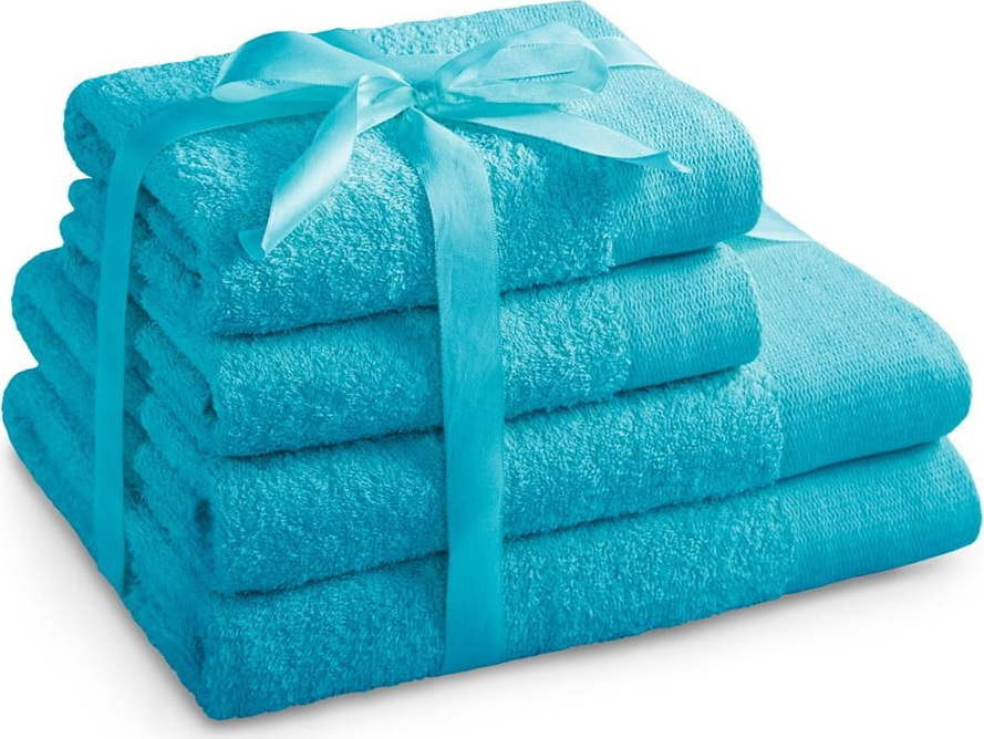 Tyrkysové froté bavlněné ručníky a osušky v sadě 4 ks Amari – Restilo