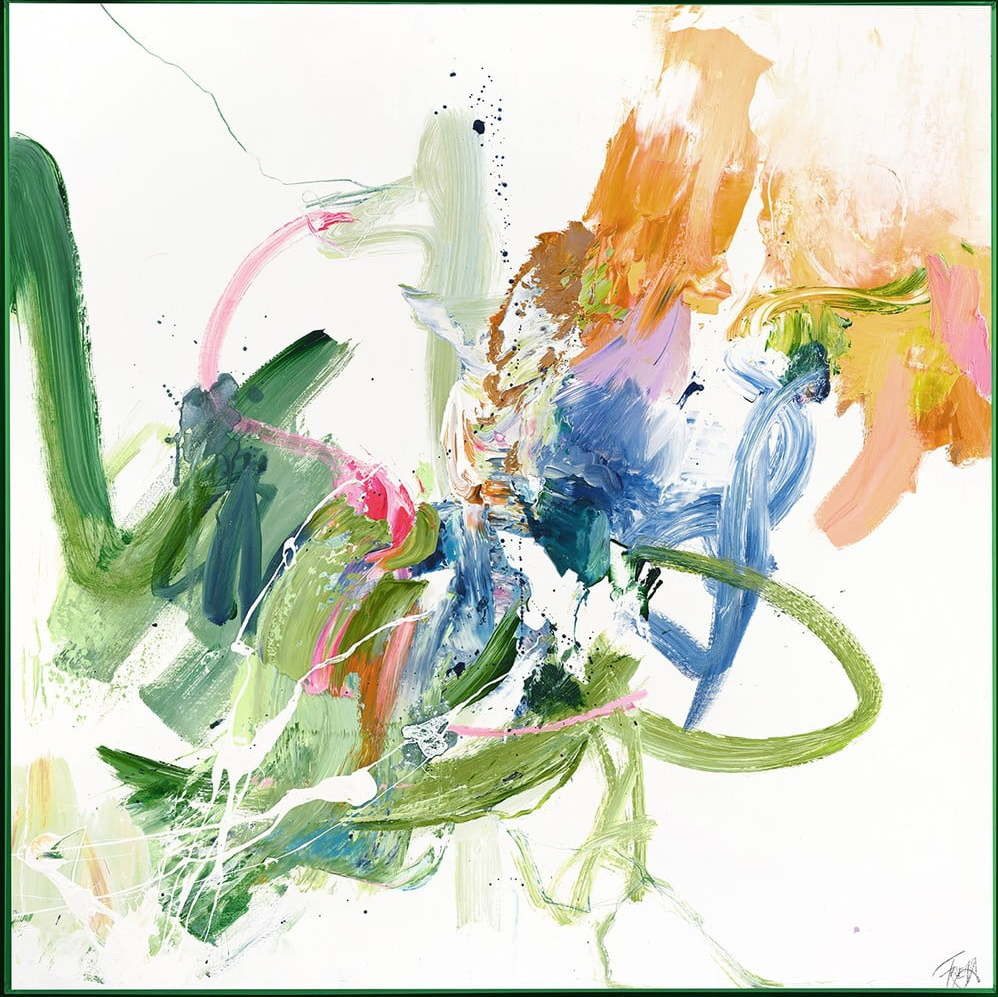 Obraz s ručně malovanými prvky 102x102 cm Confidential Green – Malerifabrikken