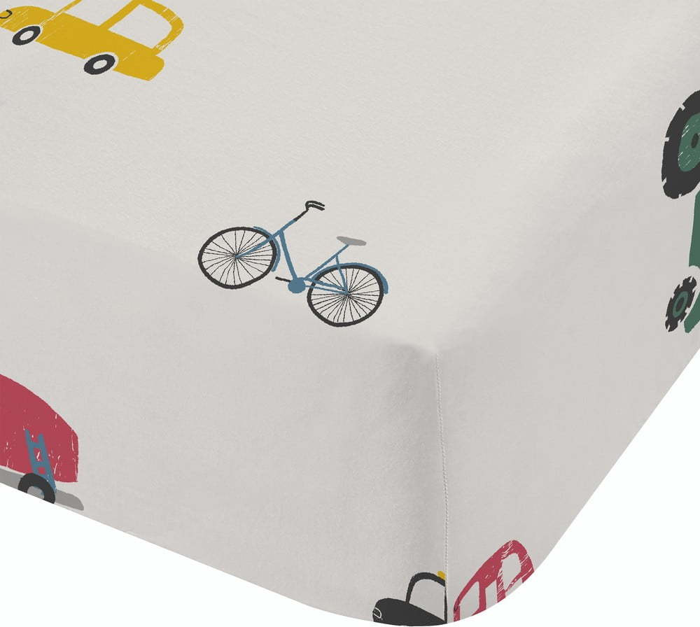 Bílé napínací bavlněné dětské prostěradlo na jednolůžko 90x190 cm Transport – Bianca