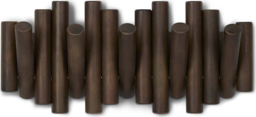 Tmavě hnědý nástěnný věšák z borovicového dřeva Picket – Umbra