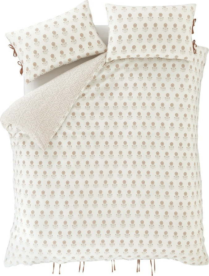 Bílé povlečení na jednolůžko 135x200 cm Woodblock Floral – Pineapple Elephant