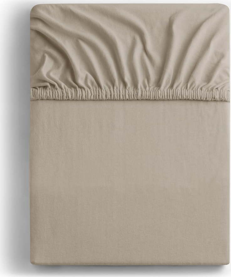 Světle hnědé napínací prostěradlo jersey 90x200 cm Amber – DecoKing