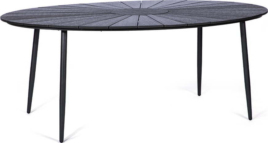 Černý zahradní stůl s artwood deskou Bonami Selection Marienlist, 190 x 115 cm