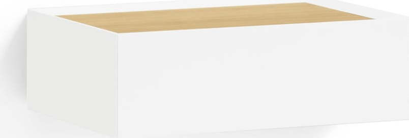 Bílý závěsný noční stolek s deskou v dubovém dekoru Arista – Teulat