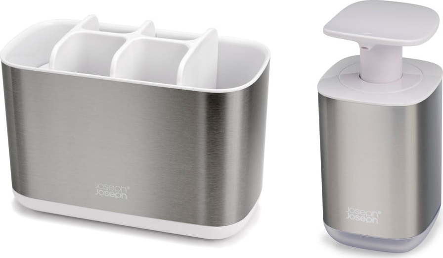 Sada doplňků do koupelny z nerezové oceli ve stříbrné barvě EasyStore – Joseph Joseph