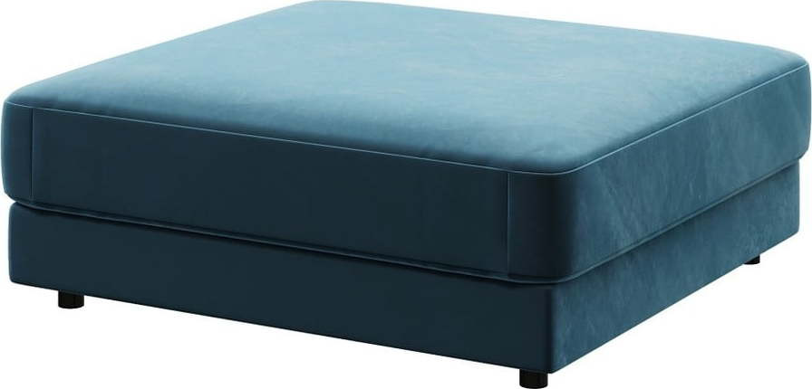 Tmavě modrá sametová podnožka Devichy Laure, 112 x 112 cm