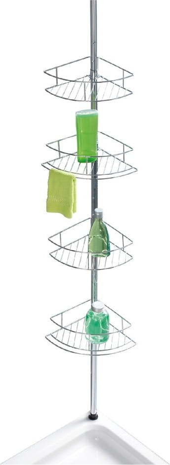 Rohová teleskopická koupelnová polička z nerezové oceli v leskle stříbrné barvě Dolcedo – Wenko