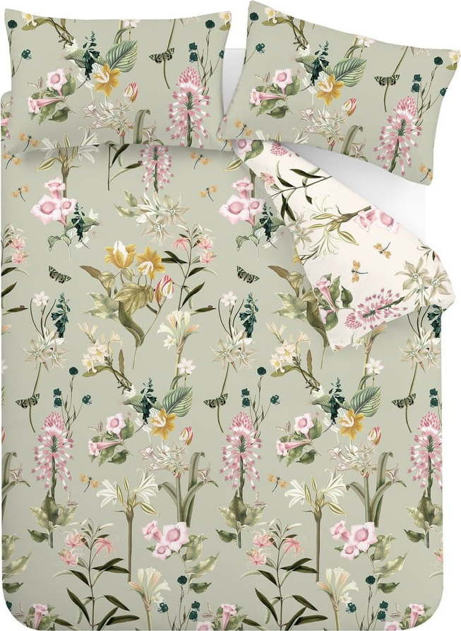 Světle zelené bavlněné povlečení na dvoulůžko 200x200 cm Exotic Floral – RHS