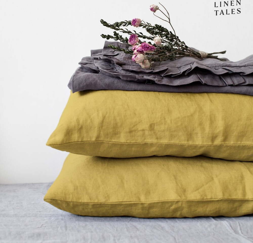 Lněný povlak na polštář 50x70 cm Lemon Curry – Linen Tales
