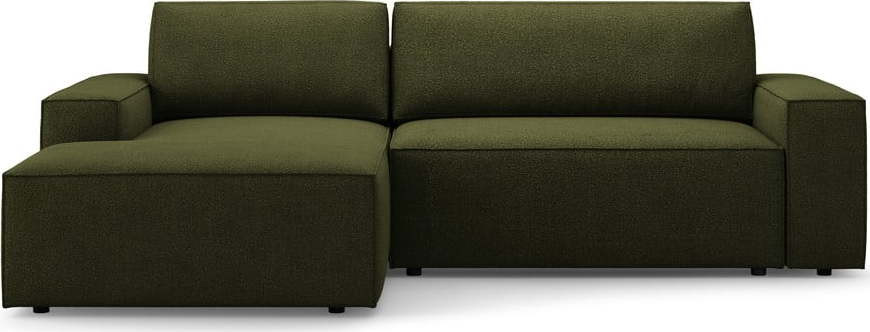 Tmavě zelená rozkládací rohová pohovka z textilie bouclé (levý roh) Jodie – Micadoni Home