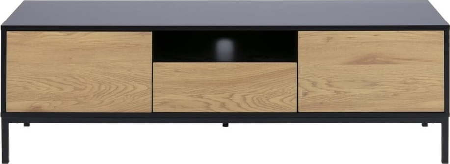 TV stolek v dekoru dubu v černo-přírodní barvě 140x45 cm Seaford – Actona