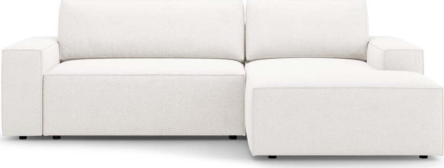 Bílá rozkládací rohová pohovka z textilie bouclé (pravý roh) Jodie – Micadoni Home