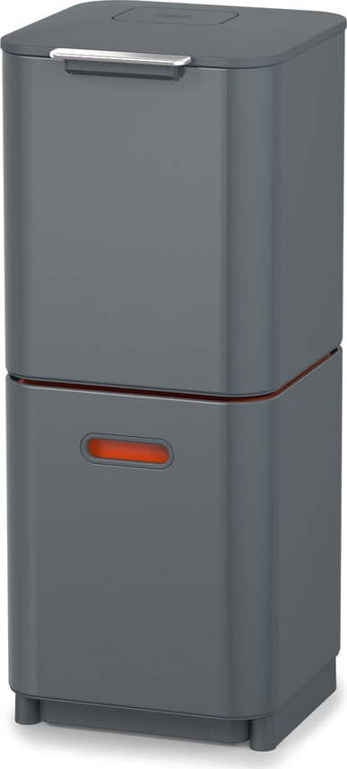 Šedý ocelový odpadkový koš na tříděný odpad 40 l Totem Compact – Joseph Joseph