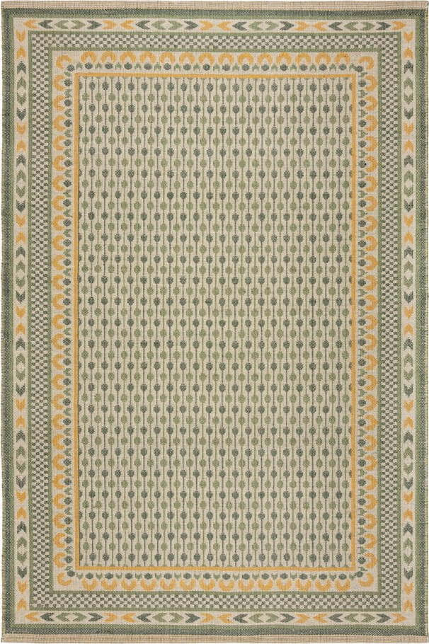 Zelený koberec s příměsí juty 200x290 cm Mara Jute Border – Flair Rugs