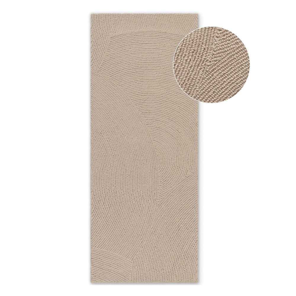 Béžový ručně tkaný vlněný běhoun 80x200 cm Eleni Light Beige – Hanse Home