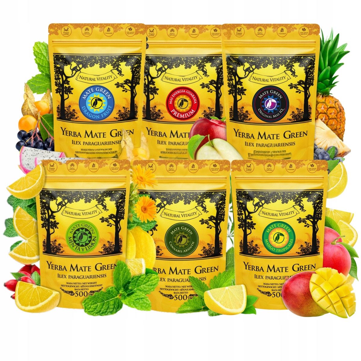Yerba Mate Green různé druhy 5x 500g guarana Best 2,5 Kg