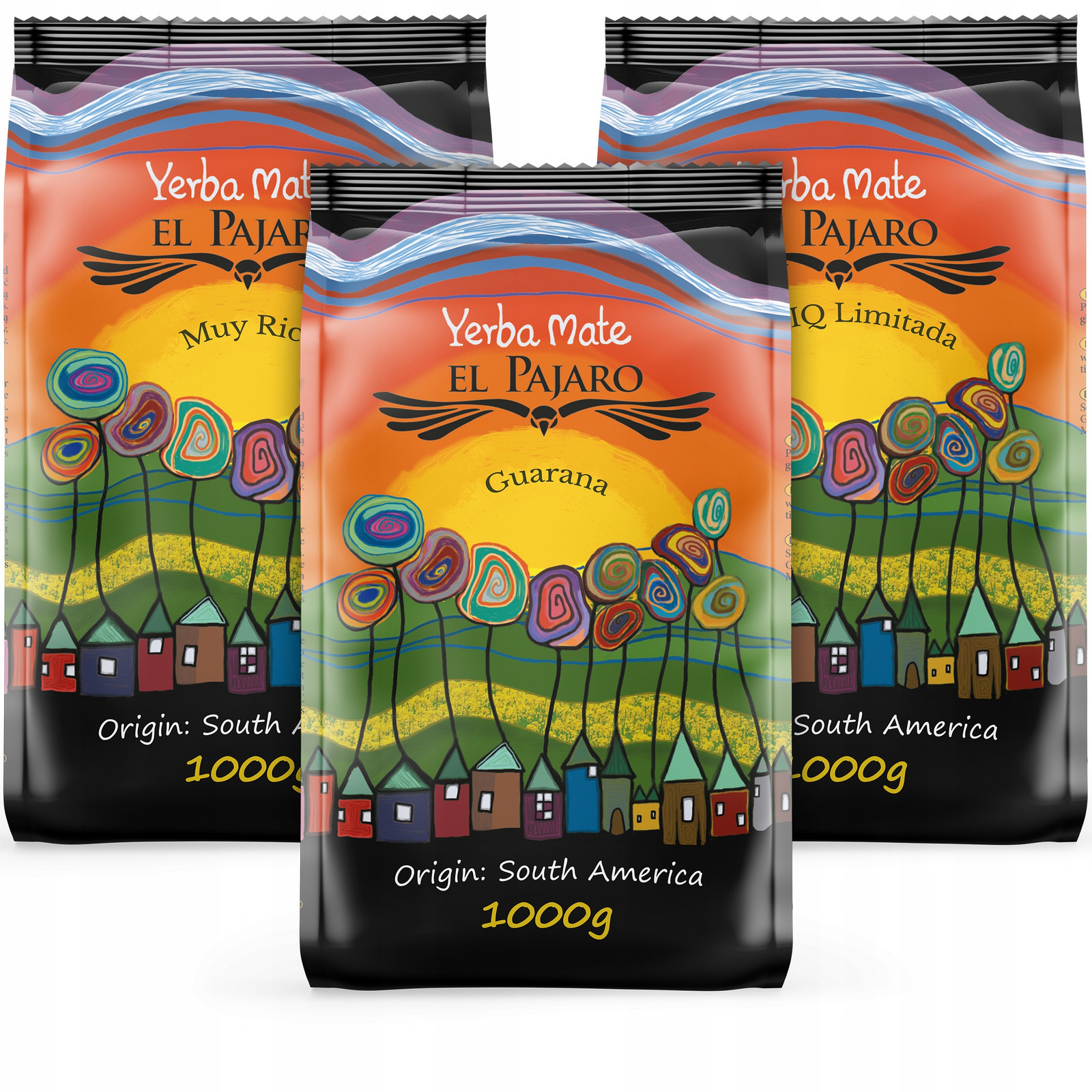 Yerba Mate Set El Pajaro 3 x 1kg Energie Guarana Zásoba 3 kg
