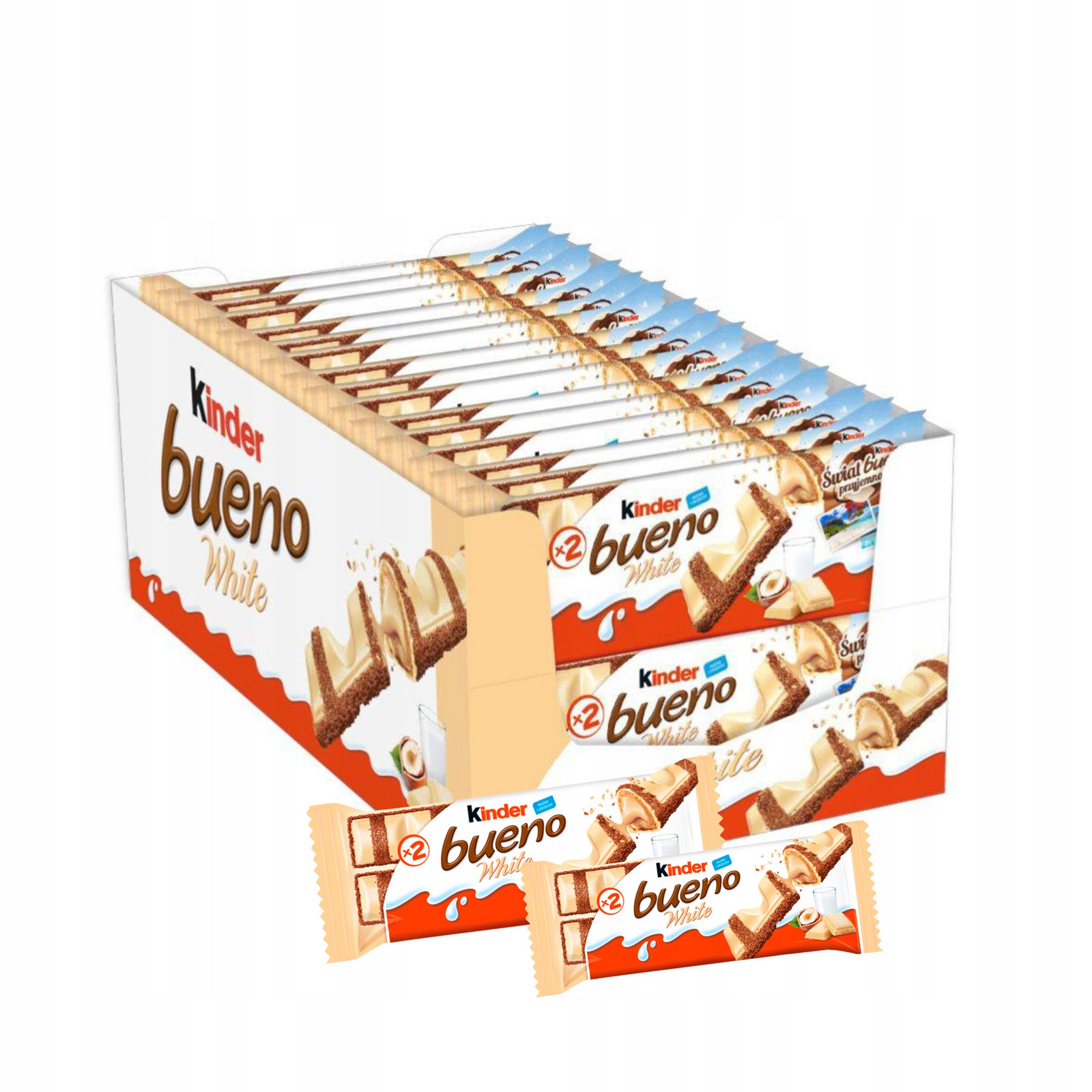 Tyčinka Kinder Bueno White Oplatek Bílá Čokoláda Ořechový krém 39 g x 30 ks