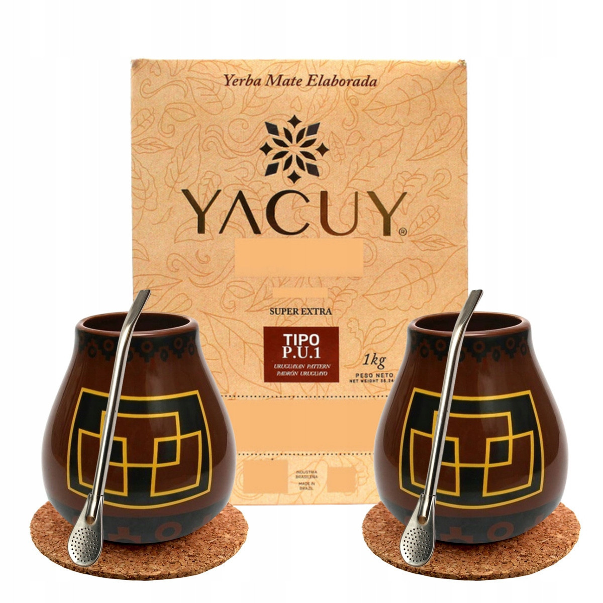 Sada pro dva Yerba Mate Yacuy Organic Pu 1 kg Matero Peru příslušenství