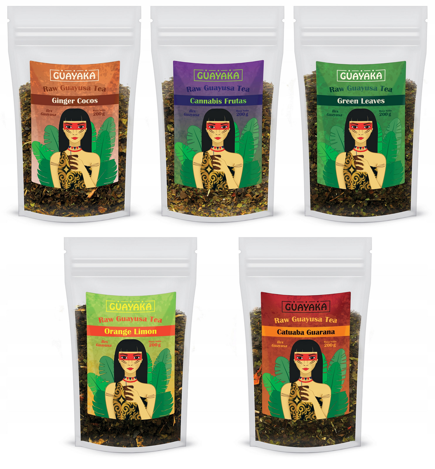 Ilex Guayusa Guayaka 5 x 200 g 1000 g 1 kg Guarana