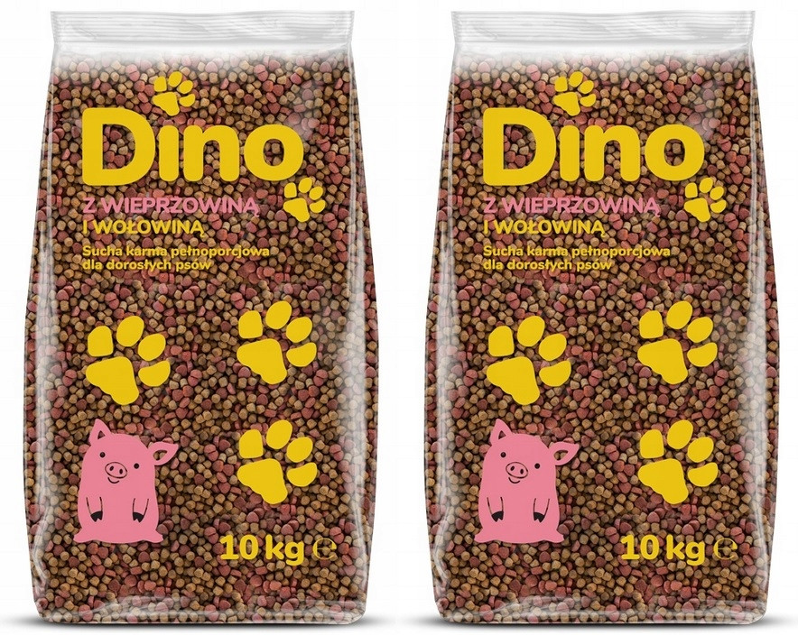 Krmivo pro psy Dino s vepřovým masem 2x10 kg 2 kg Bonus