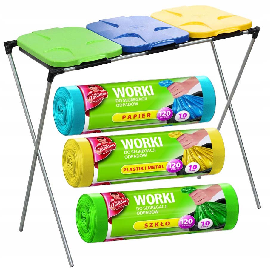 Stojan na 3 sáčky sáčky žlutý, zelený, modrý