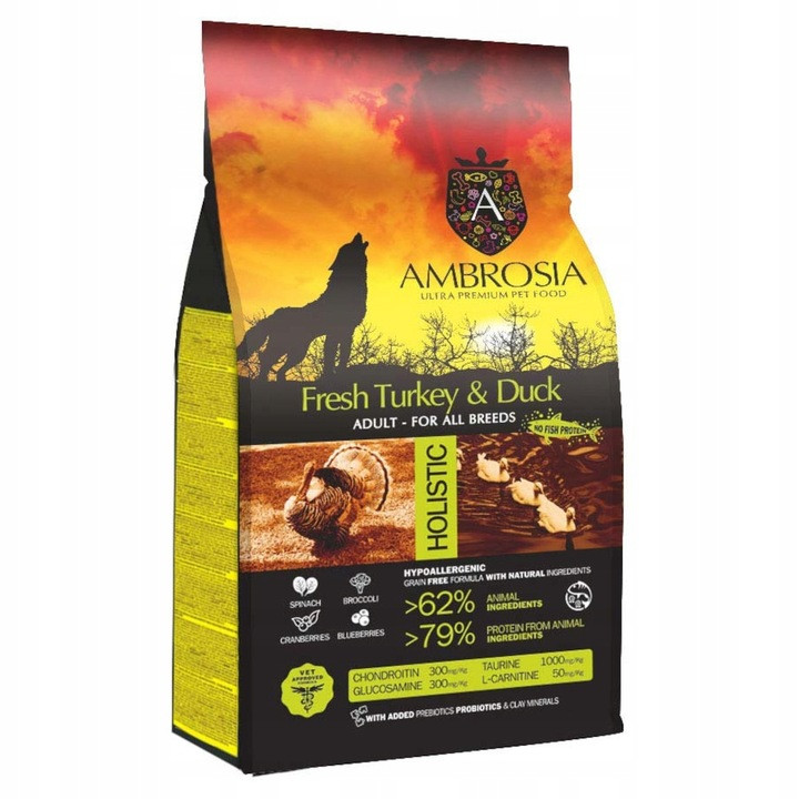 Suché krmivo pro psy Ambrosia Čerstvá Krůta a Kachna 12 kg