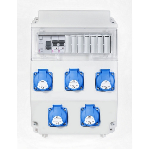 Zásuvková skříň ETI EDS11 RCD 5 B IP54 5x230V 001105250