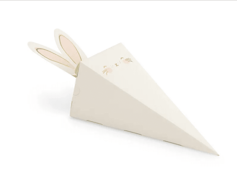 PartyDeco Velikonoční papírový kornout ZAJÍČEK - 6ks