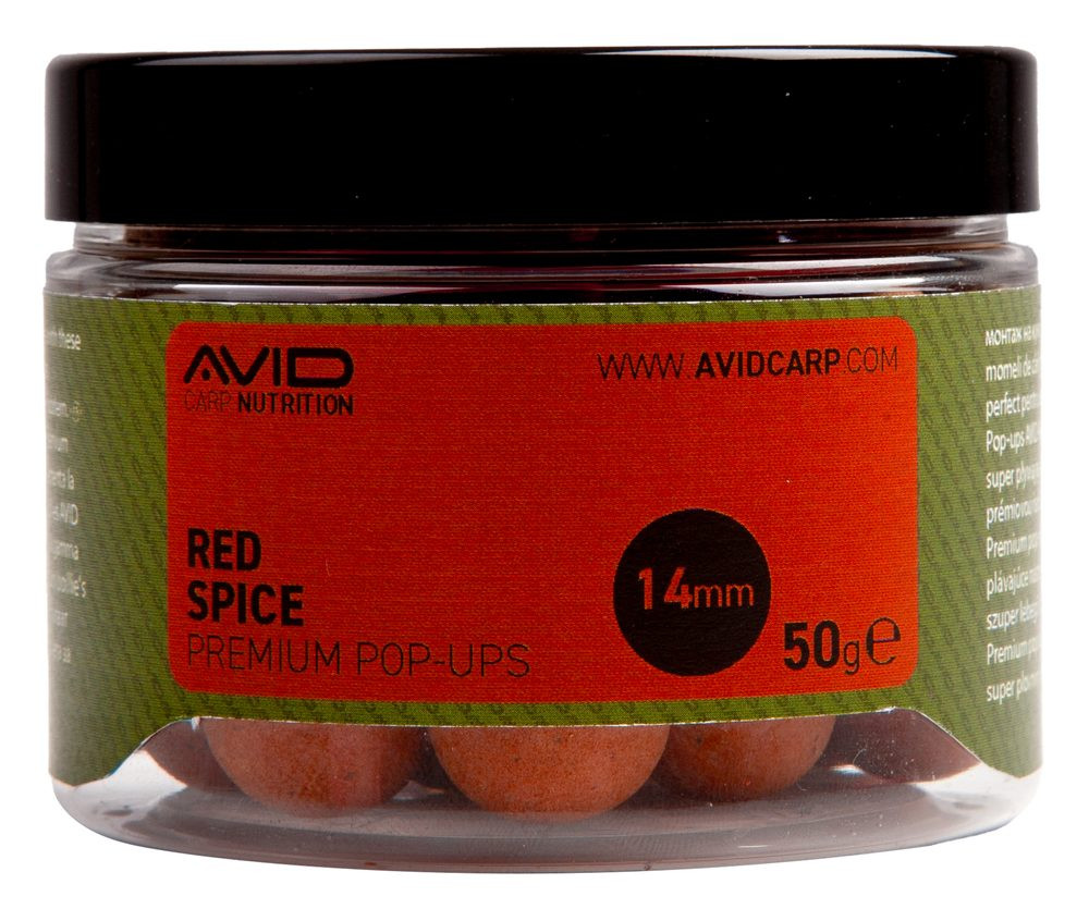 Avid Plovoucí boilie Premium Pop-Ups Red Spice Belachan 14mm 50g