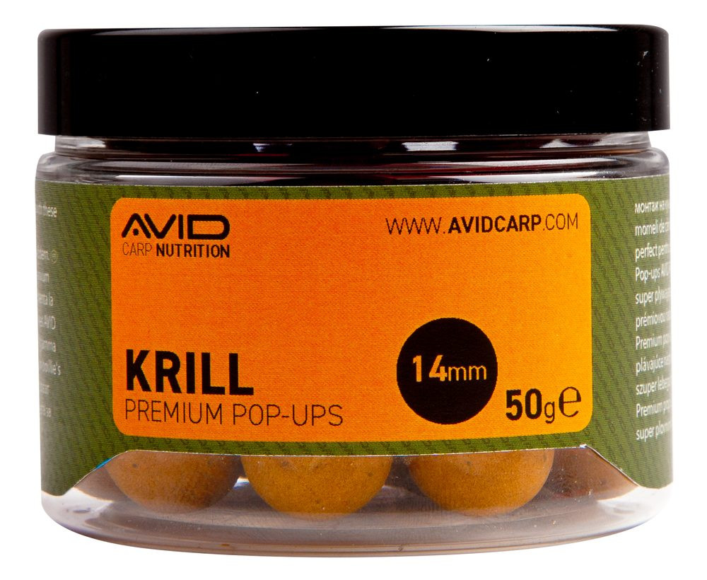 Avid Plovoucí boilie Premium Pop-Ups Krill 14mm 50g