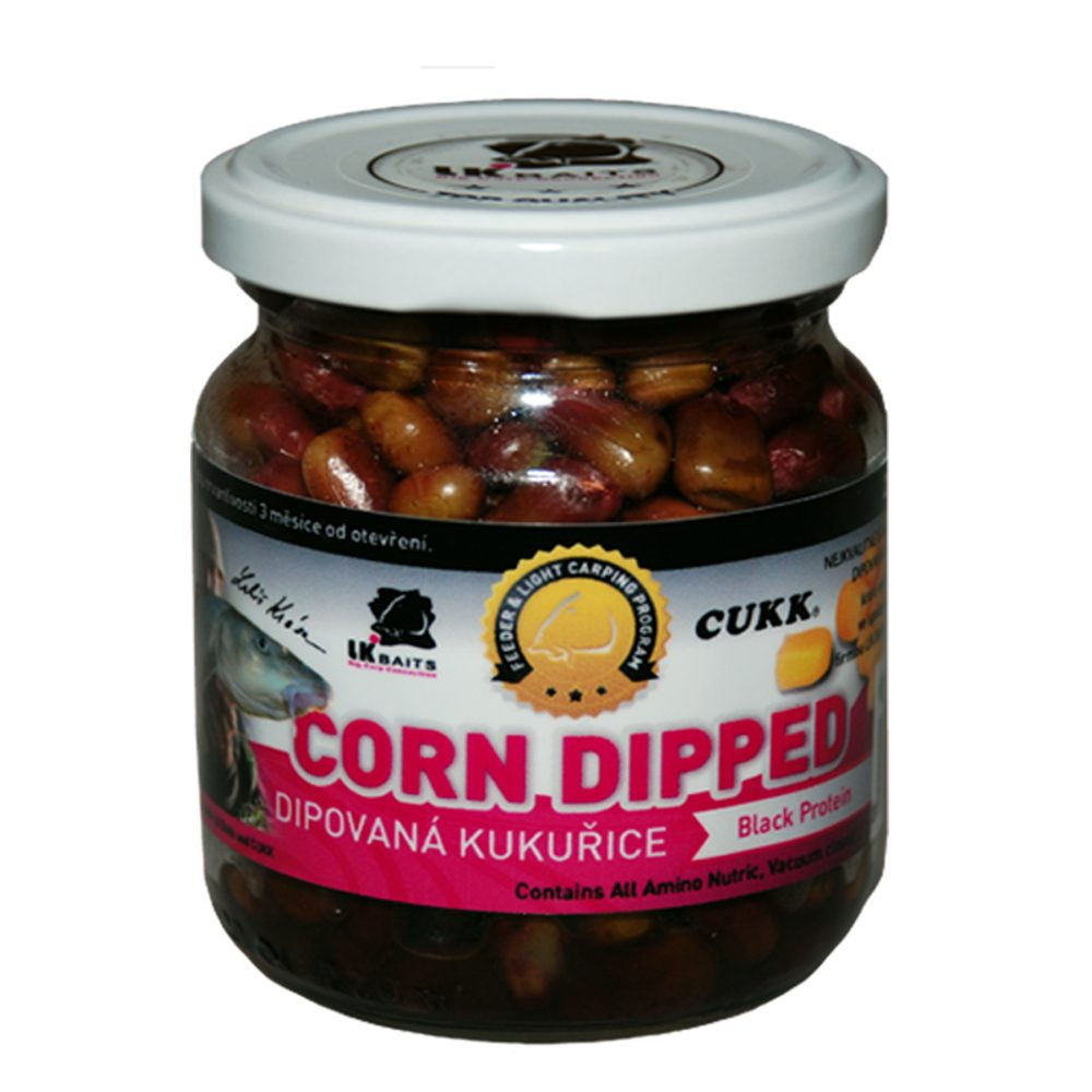LK Baits Dipovaná kukuřice 220ml - Black Protein