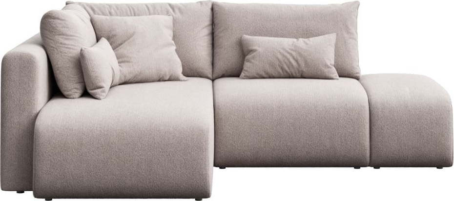 Světle šedá rozkládací rohová pohovka s úložným prostorem (levý roh/s lenoškou) Lumine – Ghado