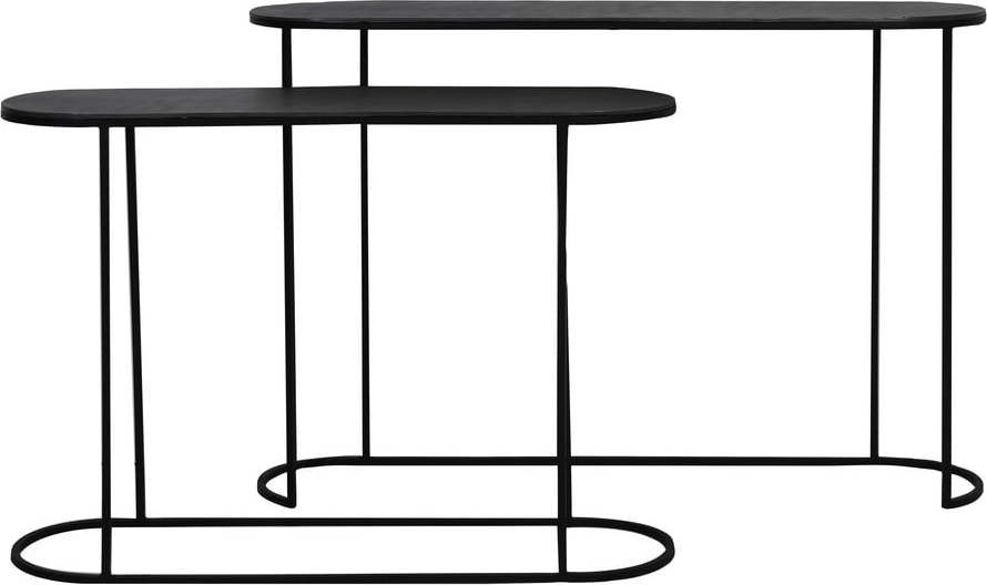Černé kovové konzolové stolky v sadě 2 ks 28x118 cm Bocov – Light & Living