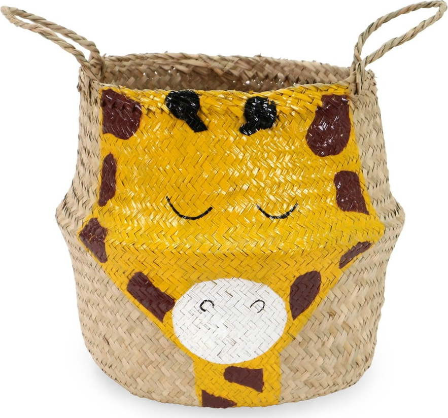 Dětský koš na hračky z mořské trávy ve žluto-přírodní barvě ø 30x28 cm Giraffe – Compactor