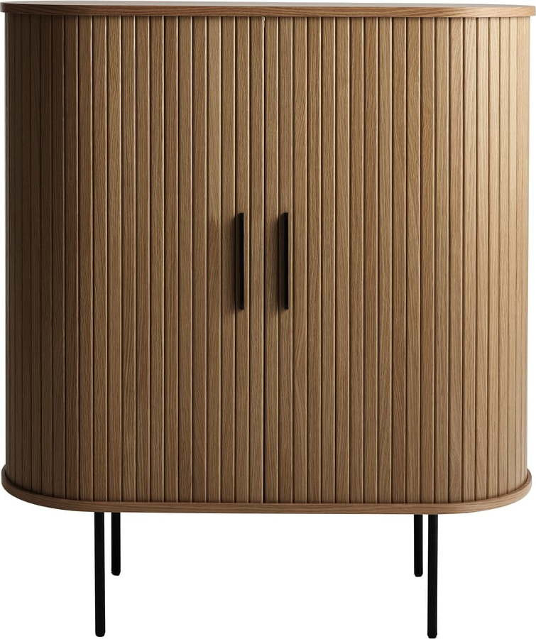 Hnědá vinotéka v dekoru dubu s posuvnými dveřmi 100x118x40 cm Nola – Unique Furniture